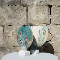 Blue Moon Vessel on Cararra Marble Base