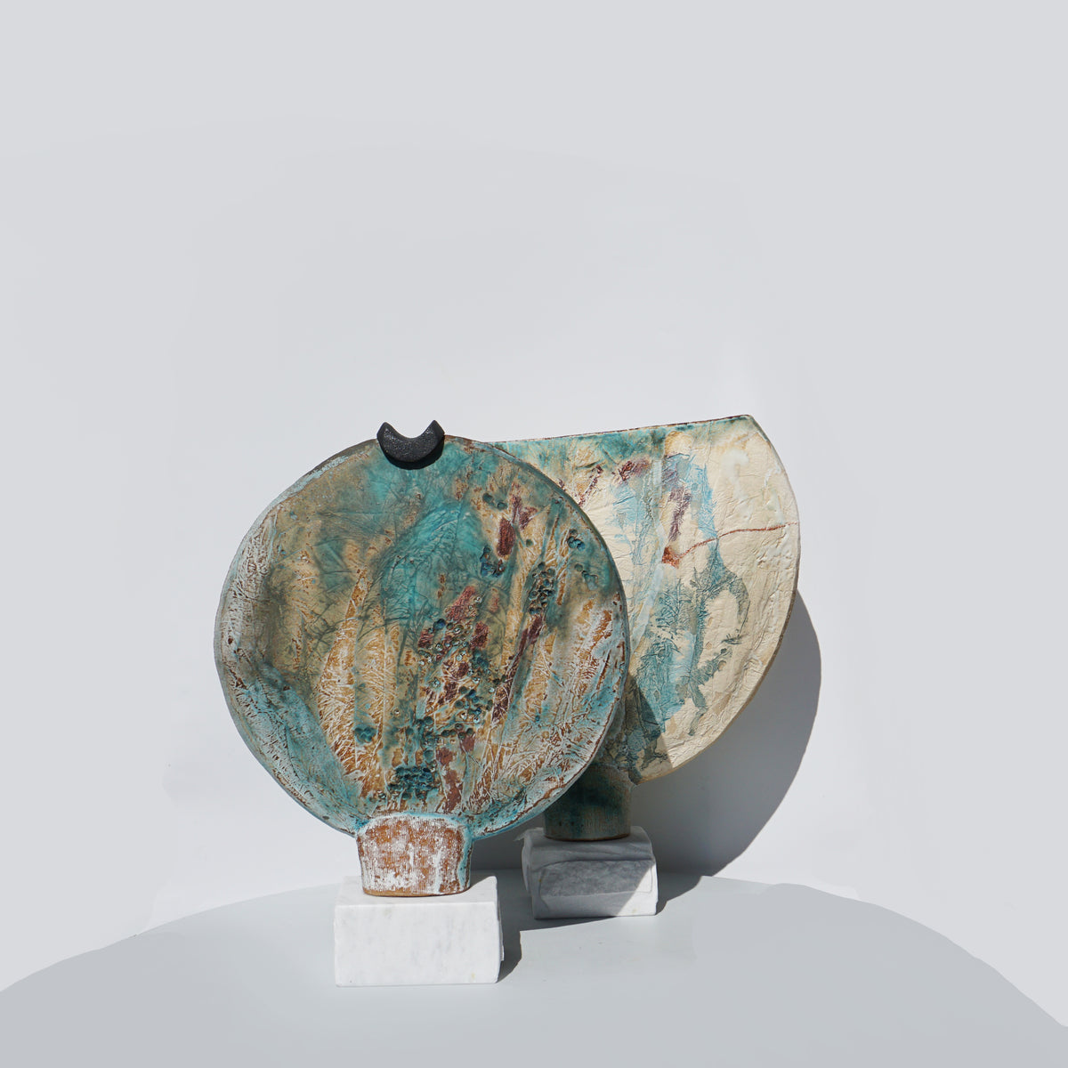 Blue Moon Vessel on Cararra Marble Base