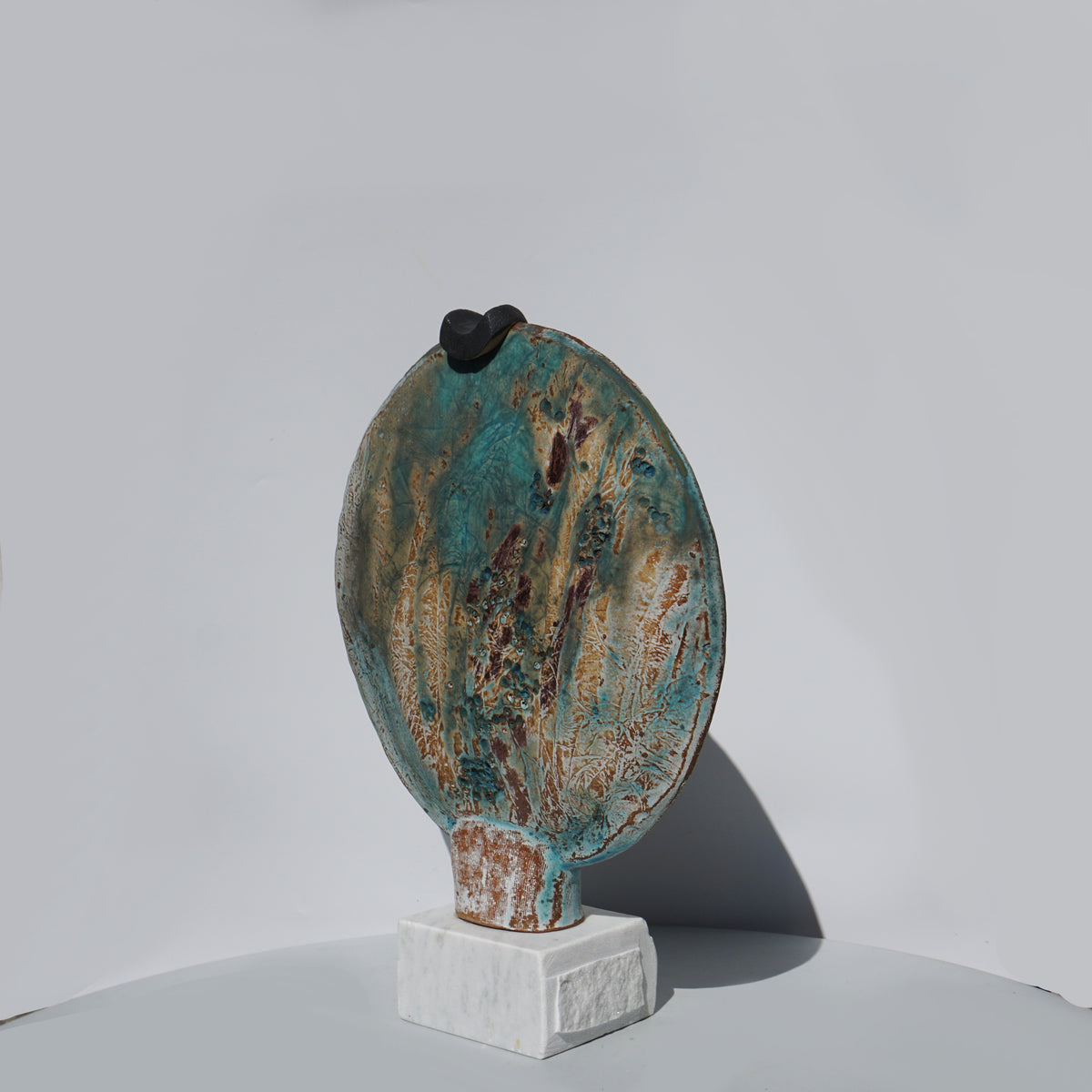 Blue Moon Vessel on Cararra Marble Base