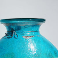 Large Curved Vase - Aqua & Blue