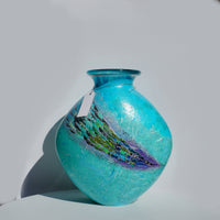 Large Curved Vase - Aqua & Blue
