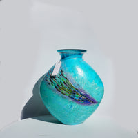 Large Curved Vase - Aqua & Blue