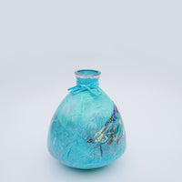 Oval Bottle Vase - Blue & Silver