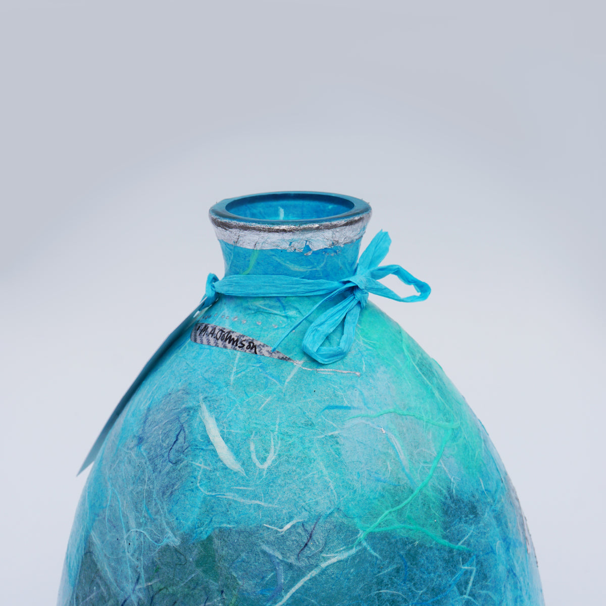 Oval Bottle Vase - Blue & Silver