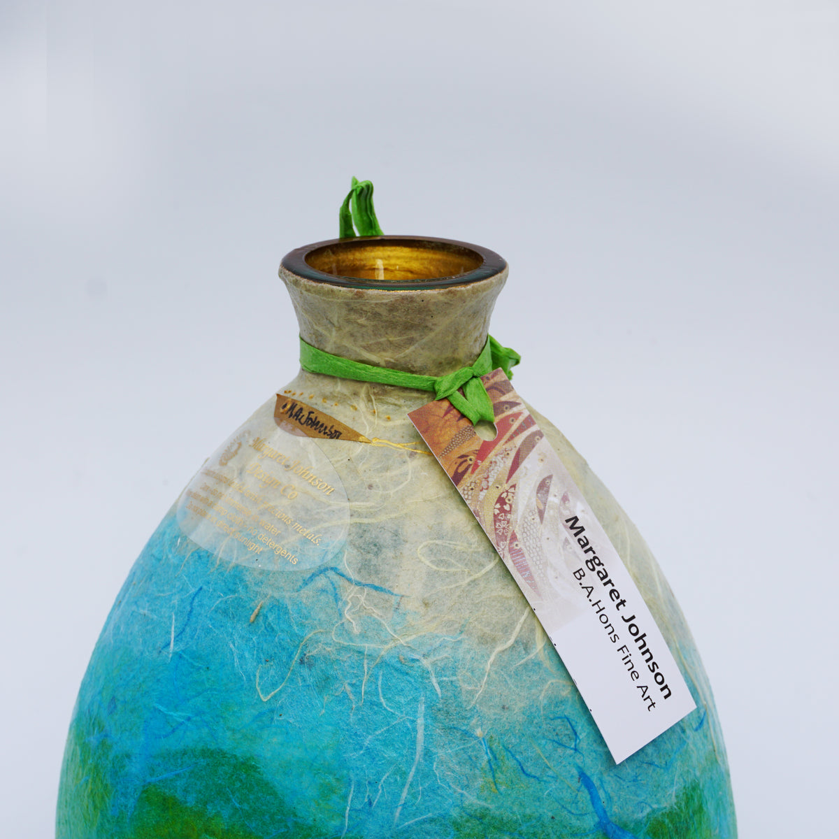 Oval Bottle Vase - Green & Gold