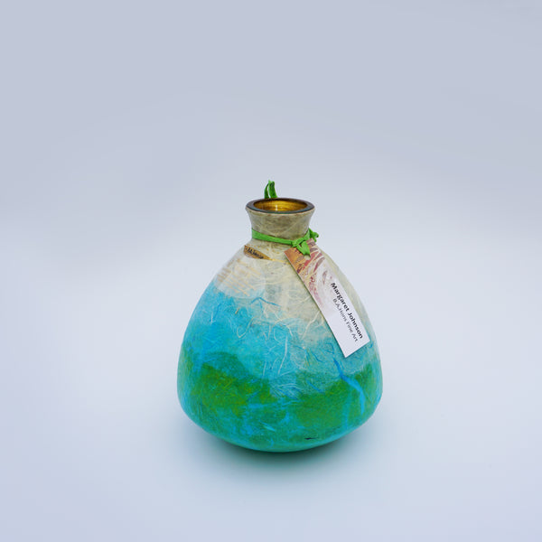 Oval Bottle Vase - Green & Gold