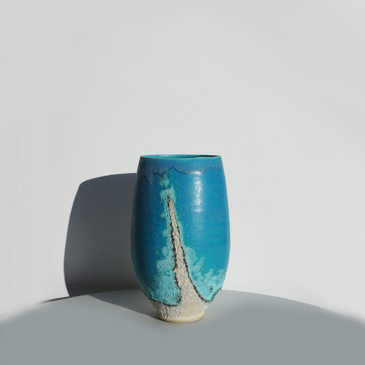Turquoise Flattened Vase - Large