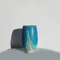 Turquoise Flattened Vase - Large
