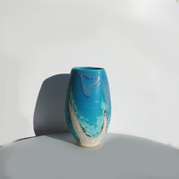 Turquoise Flattened Vase - Large