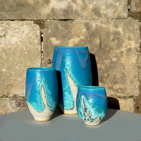 Turquoise Flattened Vase - Large