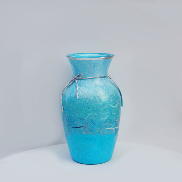 Traditional Vase - Sky Blue & Silver