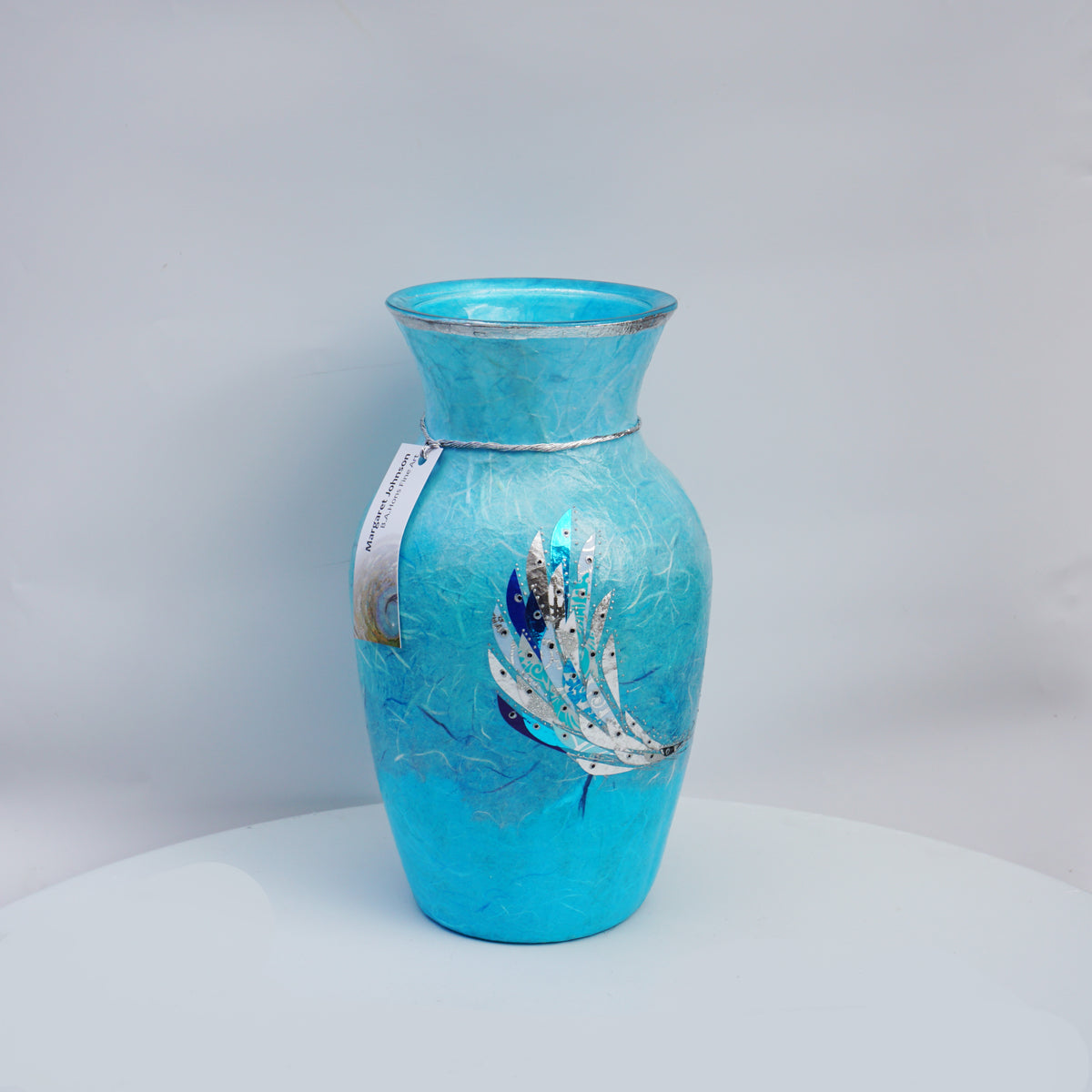 Traditional Vase - Sky Blue & Silver