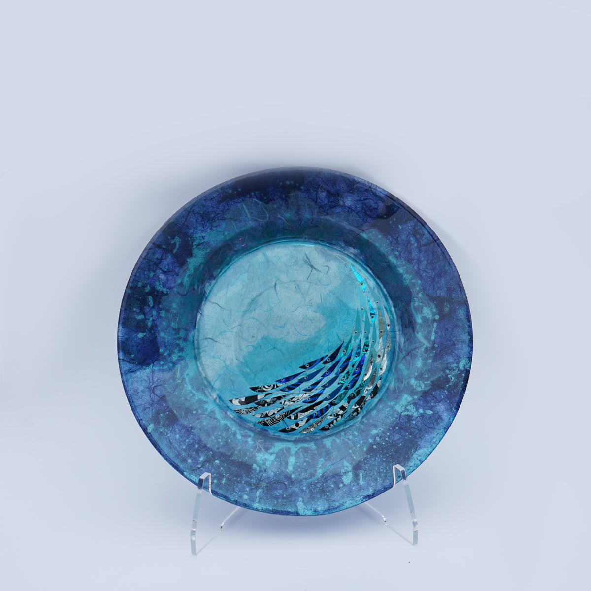 Large Plate - Navy Blue & Silver