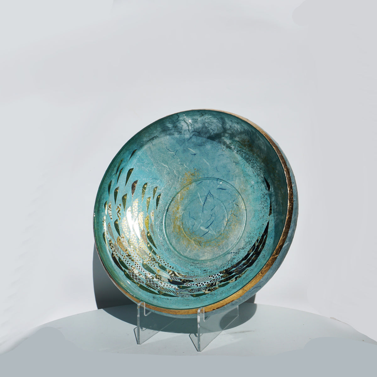 Large Pool Bowl - Blue/Green & Gold