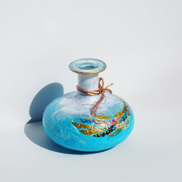Wide Potion Bottle - Sky Blue & Gold