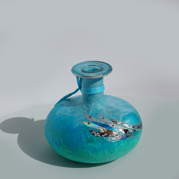 Wide Potion Bottle - Sky Blue / Green