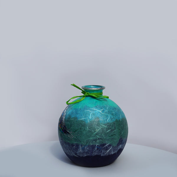 Orb Vase - Dark Blue & Silver