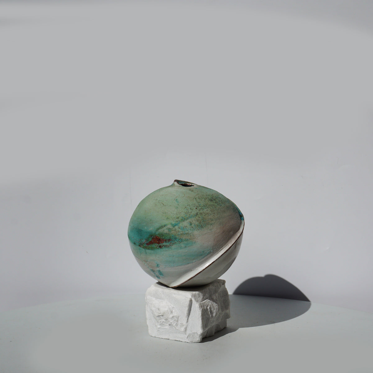 Ice Blue Earth Bowl on Cararra Base