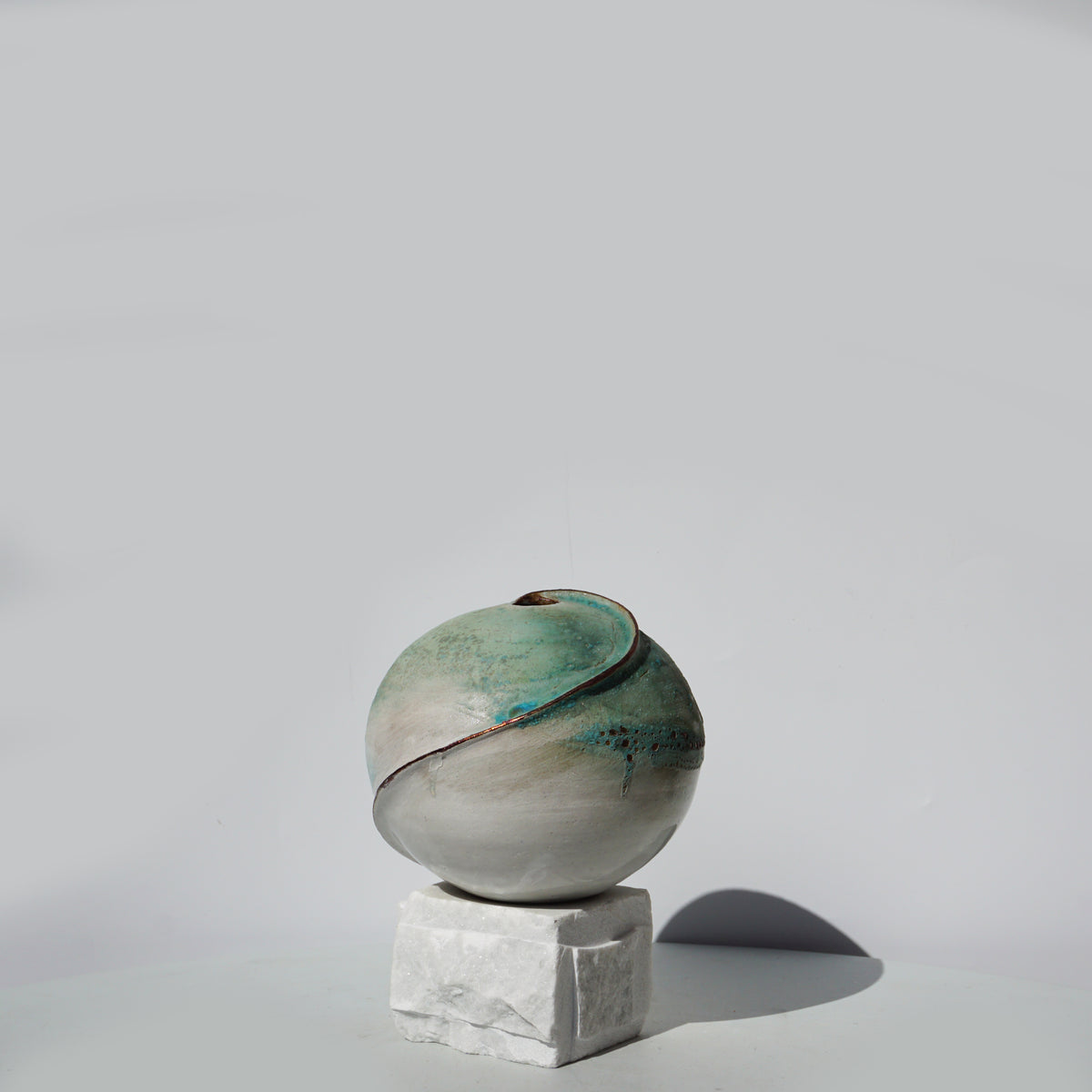 Ice Blue Earth Bowl on Cararra Base
