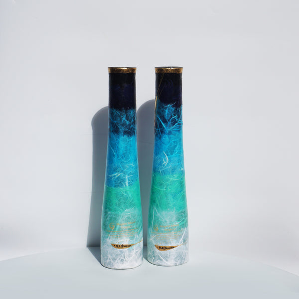 Medium Wonky Bottles- Blue & Gold