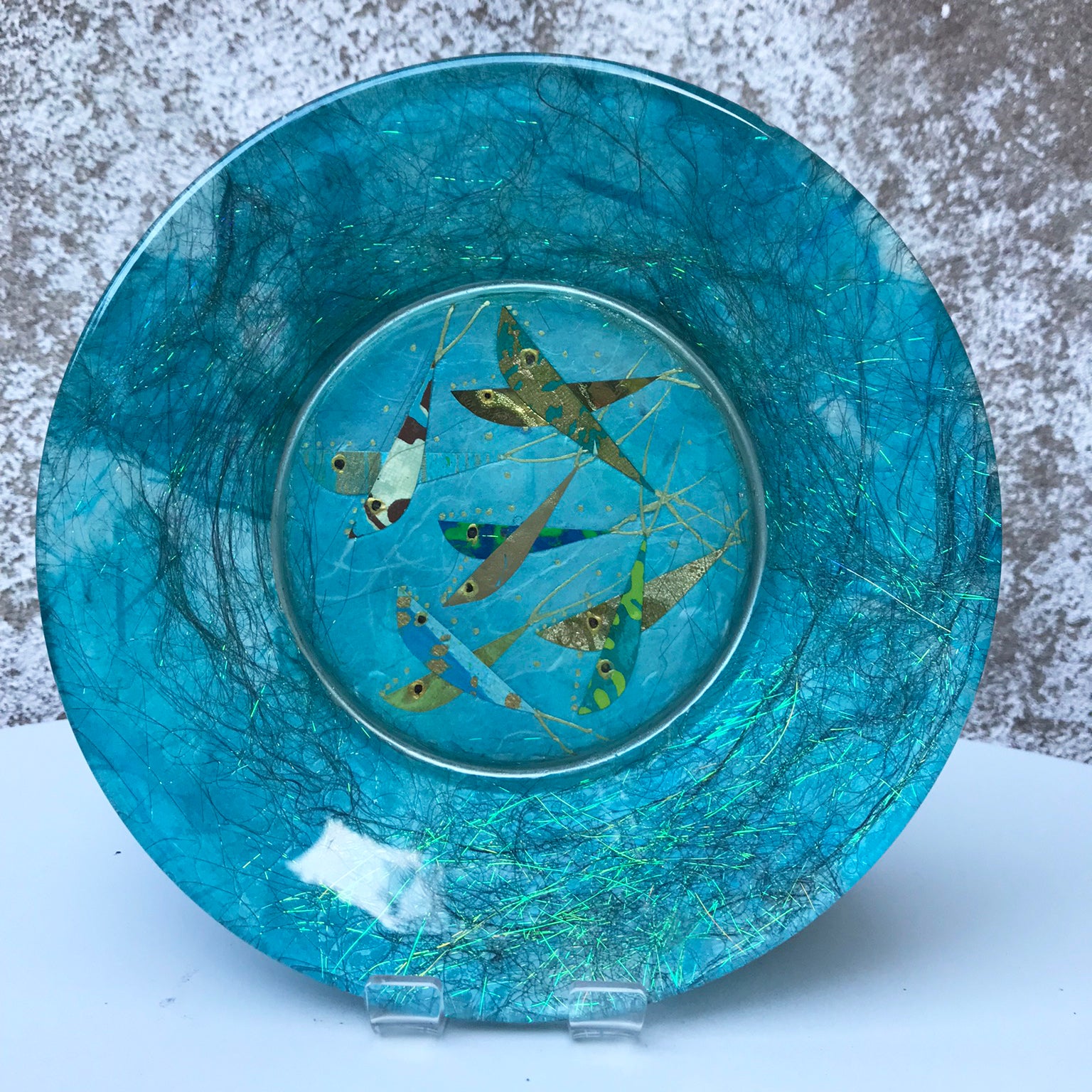 Small Turquoise and Gold Plate Cove Gallery Weymouth