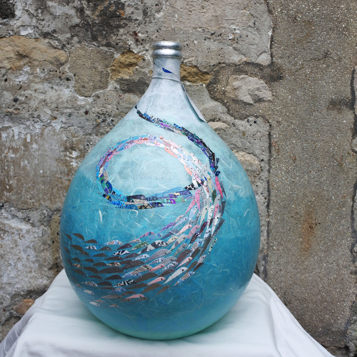 Bottle Vase (Silver Rim)