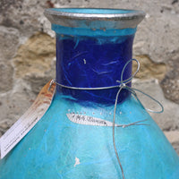 Tall Fat Bottle Vase (Dark Blue Rim)