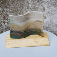 'Stepping Stones' Ceramic Wave on Wood