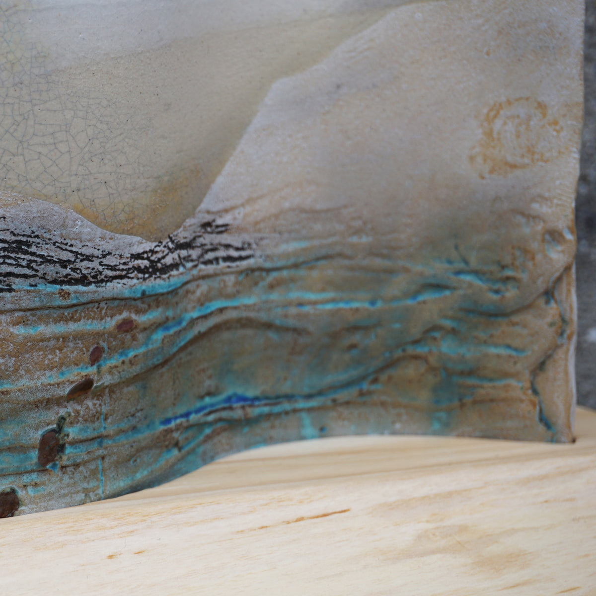'Stepping Stones' Ceramic Wave on Wood